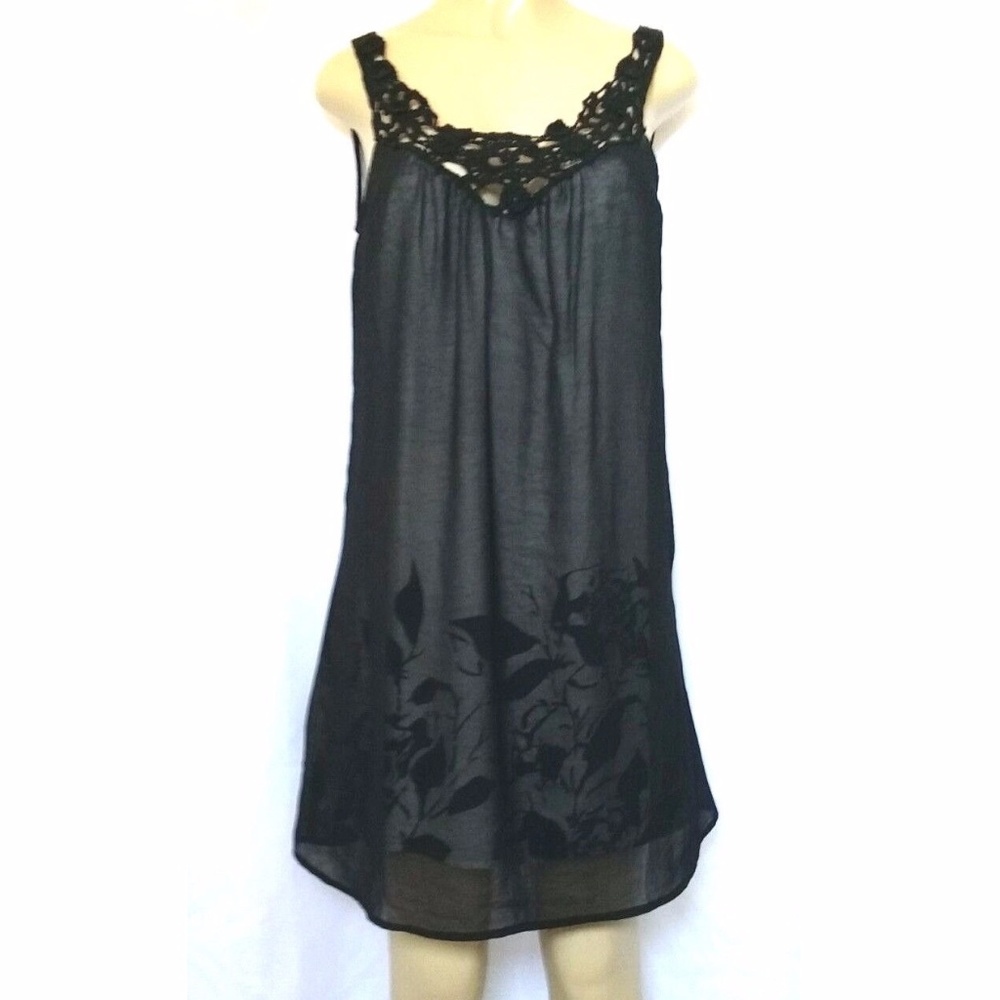 BEULAH Sheer Layer Top Shirt Tunic Black Sleeveles